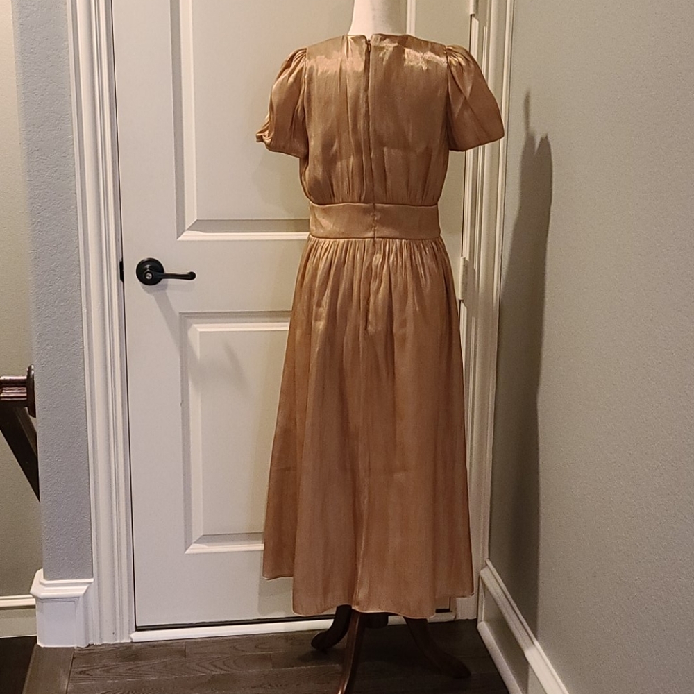 Zara NWT Gold Midi Dress Size Med - Picture 2 of 4